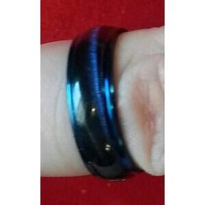 New Stainless Steel Faux Blue‎ Tiger Eye Style Big Ring Band Size 10 w Tag Mens
